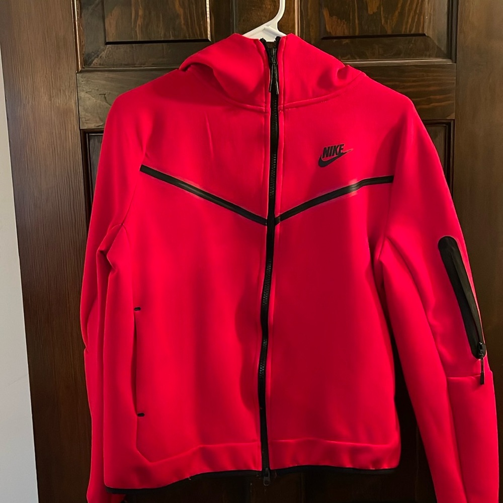 Red Nike tech zip up jacket